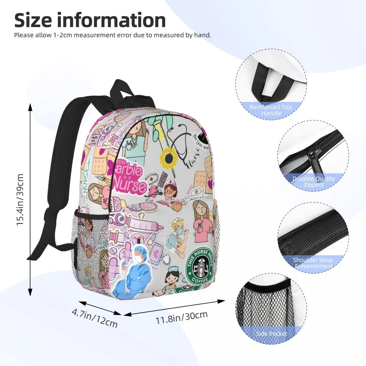 Enfermera En Apuros Doctor Nurse Backpack Daypack Large Capacity Boys Girls BookBag Shoulder Bags for Men Women Kids School Bag