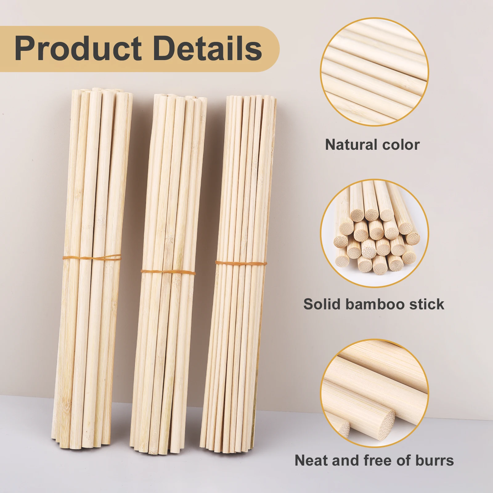 3-10mm 30cm Long Round Wooden Bamboo Sticks Rods DIY Craft Building Model Toy DIY Handmade Craft Making Woodworking