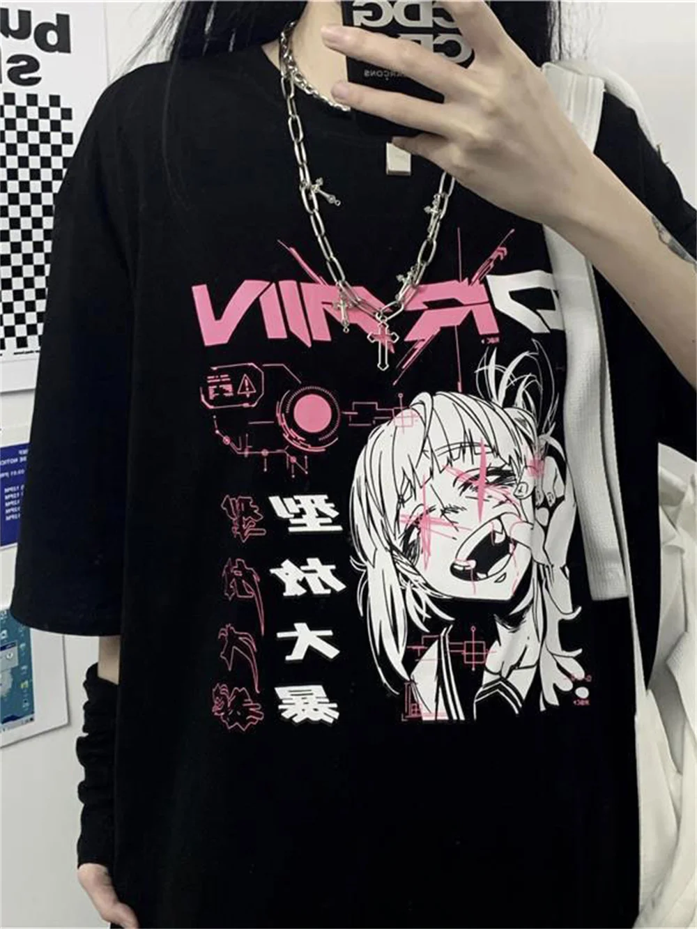 Grunge T-Shirt Summer Women Fashion Clothes Emo Gothic Tshirt  Loose Tops Korean EGIRL Black Streetwear ALT Aesthetic Y2K Punk