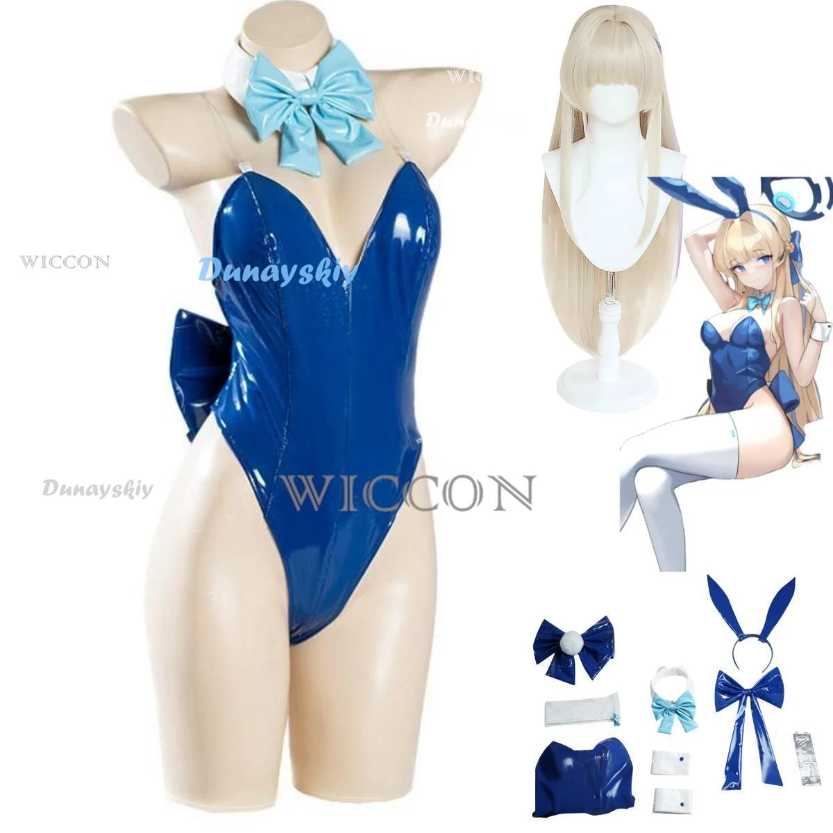 

Anime Game Blue Archive Asuma Toki Cosplay Costume Wig PU Rabbit Girl Jumpsuits Swimsuit Woman Sexy Carnival Halloween Suit