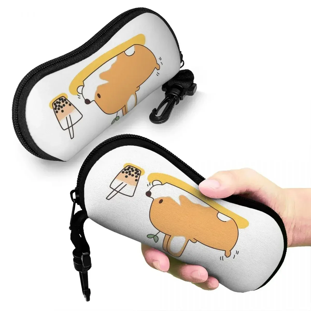 Estuche para gafas Corgi y Bubble Tea Shell, caja protectora para gafas de sol, bolsa suave para gafas para hombres y mujeres