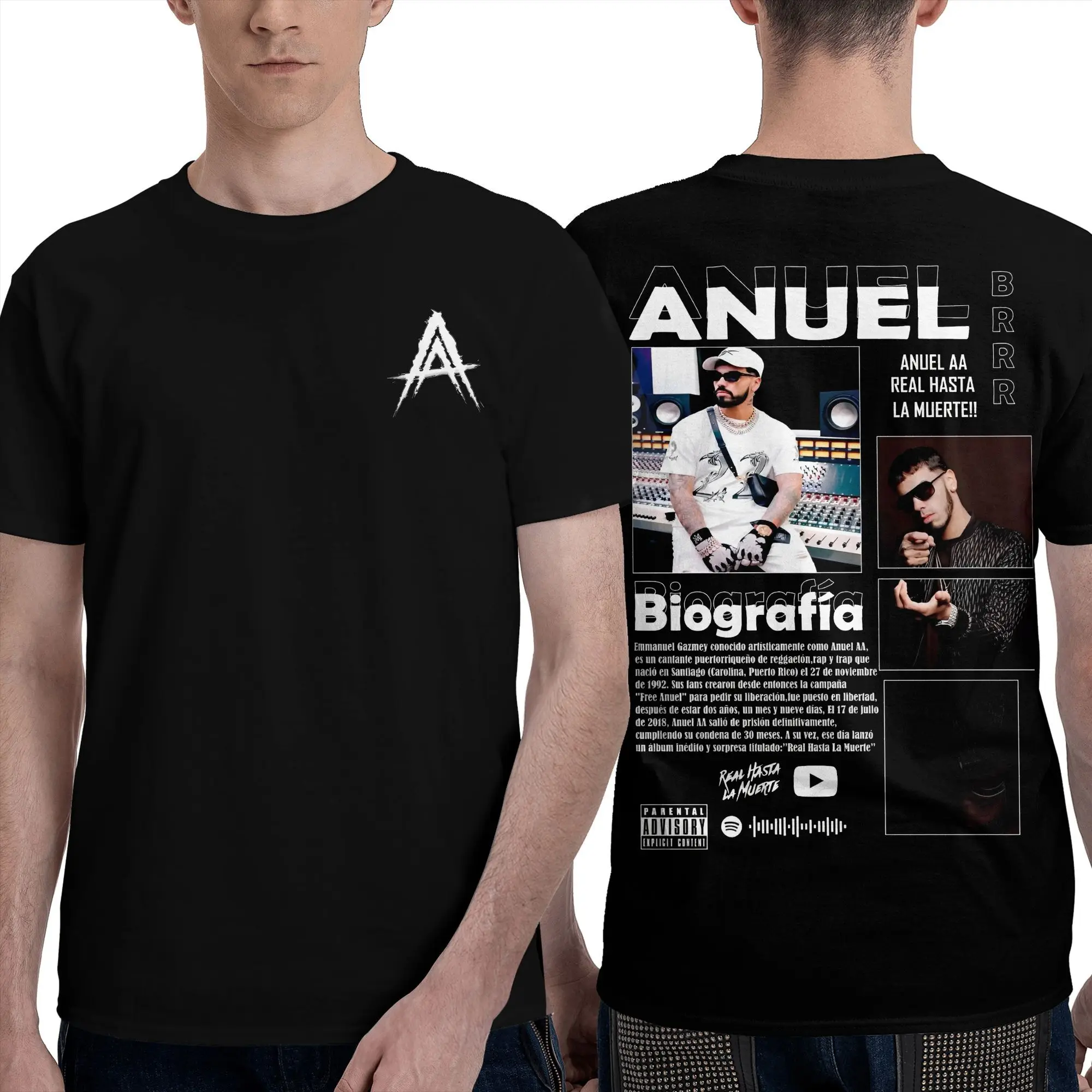 

Anuel AA Musician Song Cotton T Shirt For Man Summer Vintage T-Shirts Breathable Harajuku Tees Big Size Pattern Tops