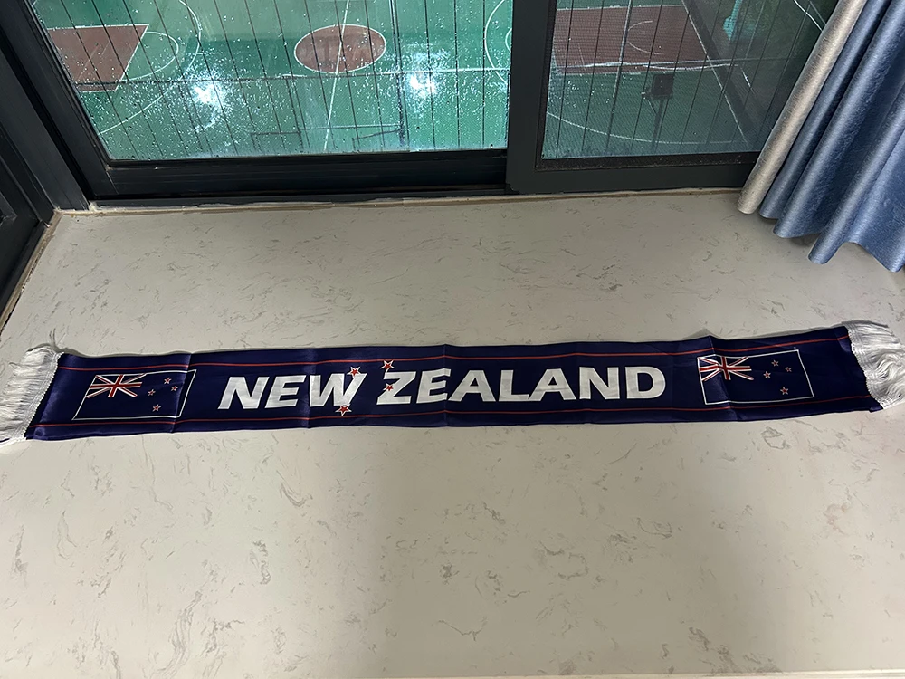 New Zealand Scarf 14x135cm Double-sided Printed New Zealand flag Satin New Zealand Scarf  for 2026 world cup Sports Events