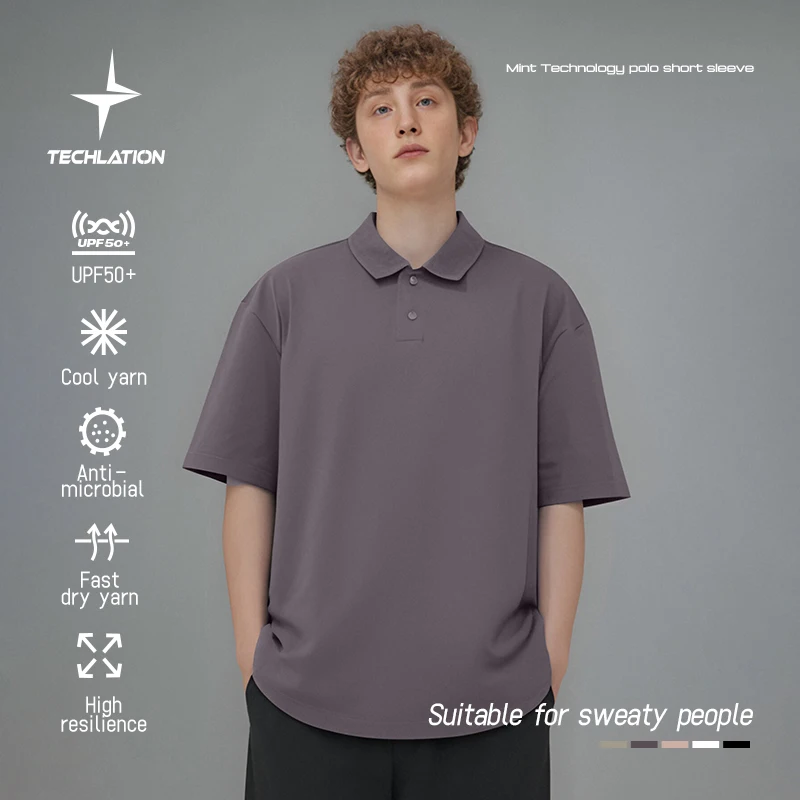 INFLATION UV Protection POLO Shirts Summer Cool Feeling Technical Fabric Oversized Tees