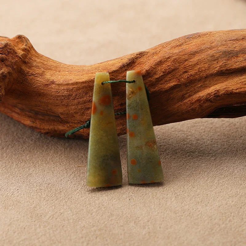 Natural Elongated triangular Ocean Stone Earrings Beads for Jewelry Making, Handmade Natural stones beads 40*13*4mm 6.2g