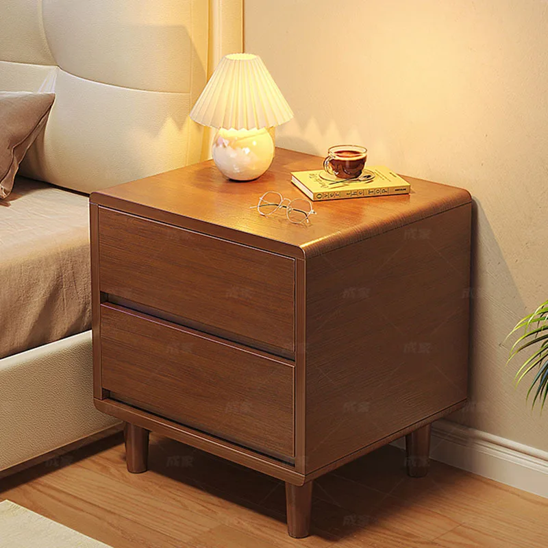 Wooden Designer Bedside Table Mobile Hallway Auxiliary Corner Night Stand Lateral Drawers Mesa De Noche Theater Furniture