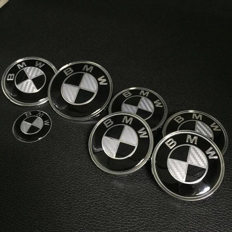 7pcs Front Hood Emblem Car 50th Anniversary Logo 82mm+Rear Badge 74mm+Wheel Hub Cap 68mm Decoration Cover Styling for BMW view 4
