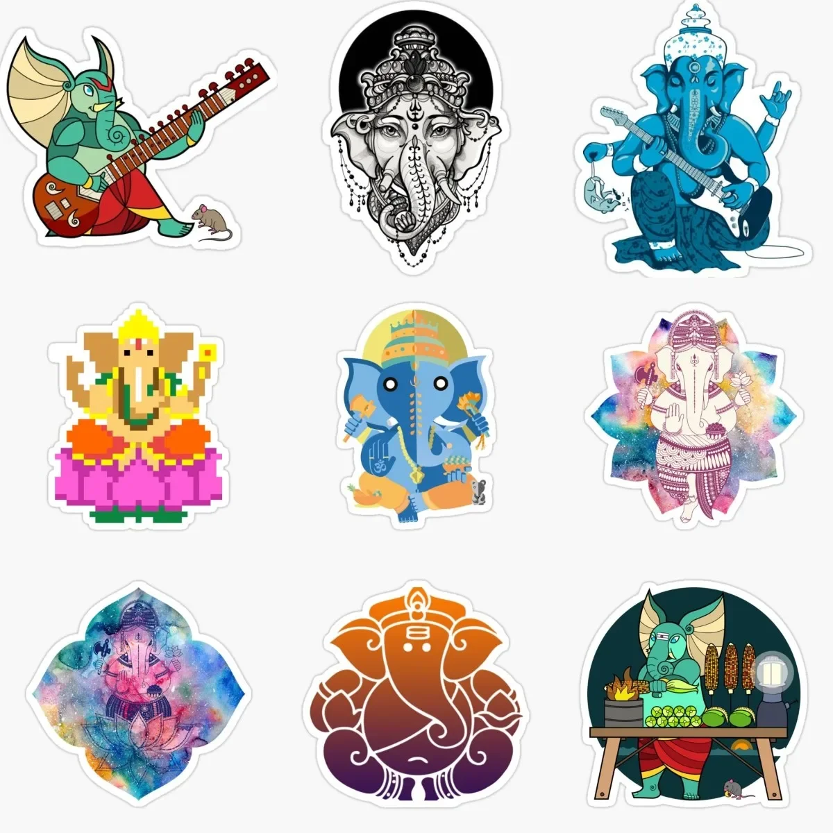 

Creative Indian Ganesha Elephant God PVC Waterproof Stickers for Car Window Bumper Bicycle Wall Van Room Decal Accessories