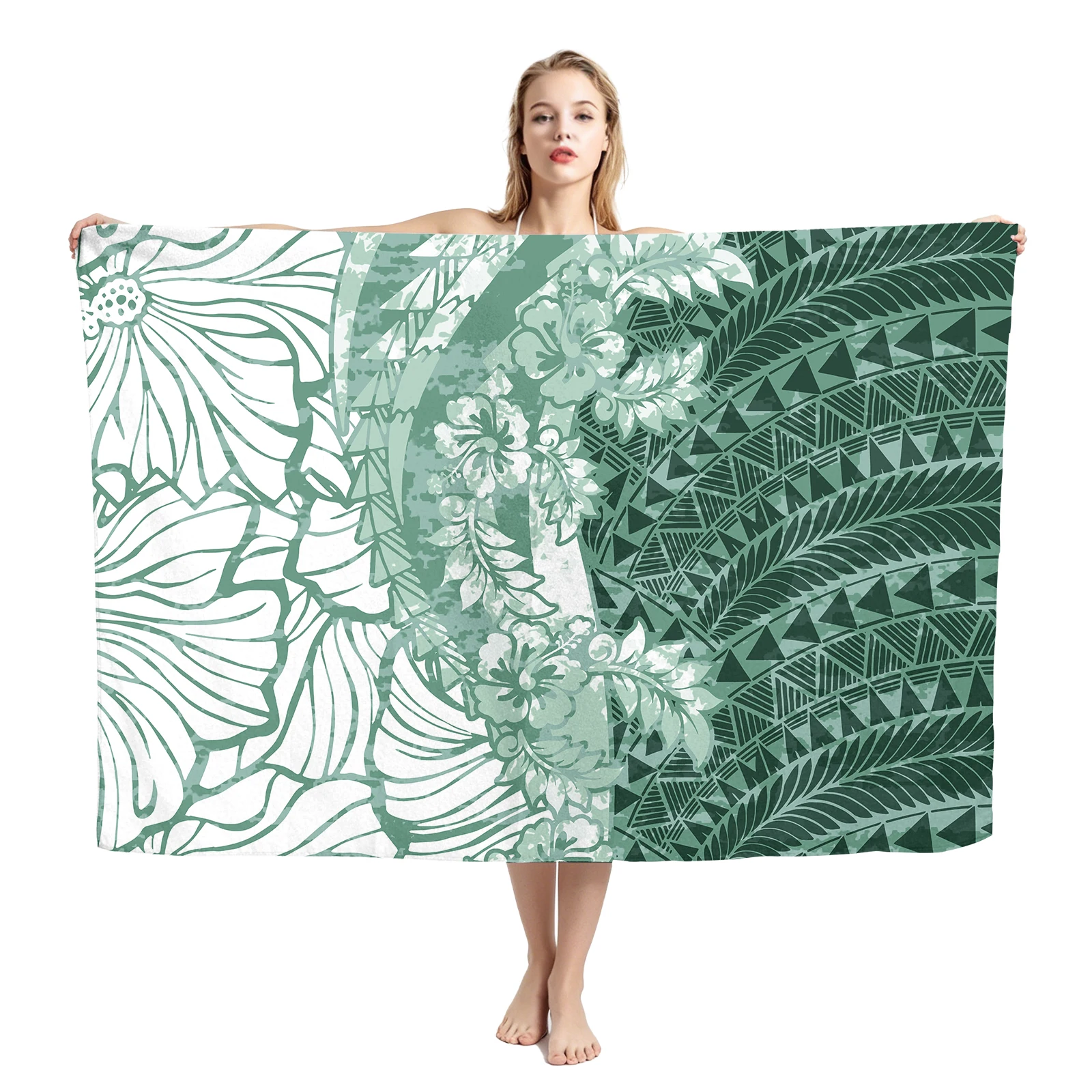 Upscale Fashion Design Tropical Pattern Lavalava Hawaiian Beach Party Sarongs Hibiscus Tapa Fiji Tribal Printing Elegant Sarong