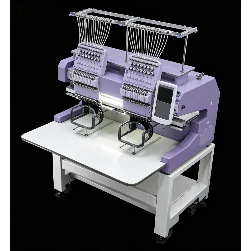 Commercial Embroidery Machine 9/12/15 Needle Double Head Computerized Customized for Ready To Wear Garment Production