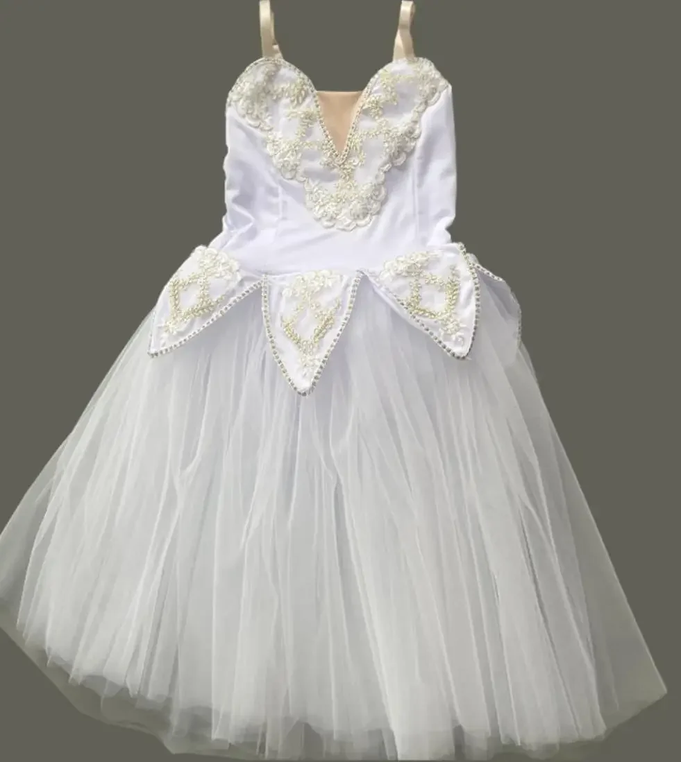 الفتيات توتو الباليه تنورة طويلة راقصة الباليه الأبيض فستان الباليه للأطفال أداء النساء الرقص الشرقي التنانير