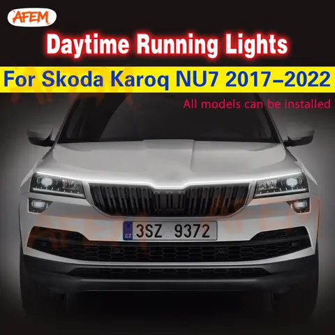1 adet araba 12V led LED Skoda Karoq için NU7 2017-2022 gündüz farları DRL evrensel esnek dekoratif atmosfer lambaları