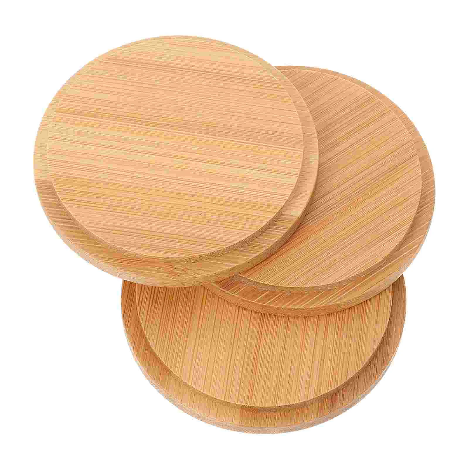 3 Pcs Set 82MM Lids Outer 68MM Bamboo Cup Covers Cup Covers Inner Insulation Dustproof Kitchen Barware Accessory