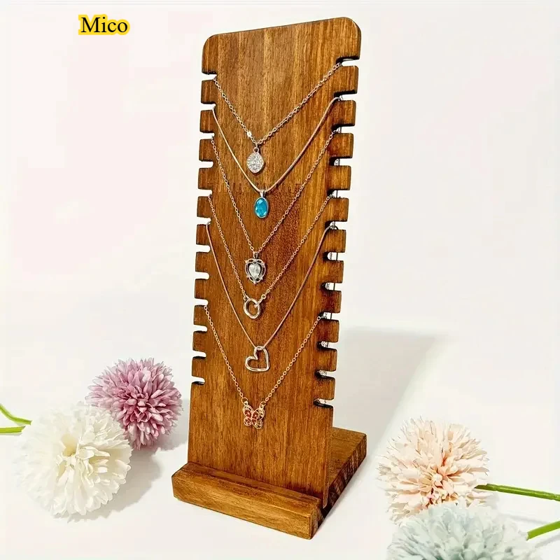 

Walnut Wooden L-Shaped Jewelry Display Stand Desktop Organizer for Necklaces, Pendants & Jewelry Storage
