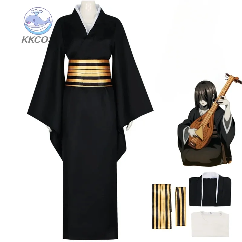 أنيمي شيطان القاتل ناكيمي تأثيري حلي فتاة اليابانية الأسود كيمونو هالوين الزي فستان الحمام امرأة كرنفال البدلة