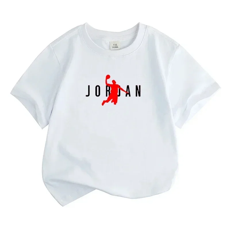 Summer Children's Casual Jordan Pattern 100% Cotton Breathable Teen T-shirt Casual Fashion Kid Short Sleeve Top Boy Girl Clothes