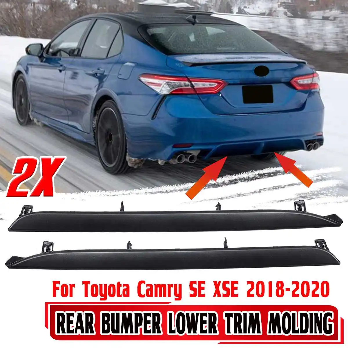 High Quality 2pcs Car Rear Bumper Diffuser Lip Protector Guard Rear Diffuser Spoiler Cover For Toyota For Camry SE XSE 2018-2020