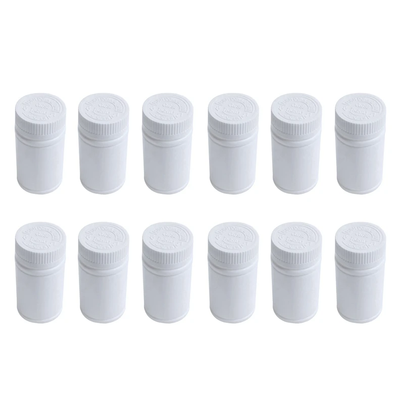 Plastic Empty Medicine Bottles Pill Tablet Container Holder 12Pcs White