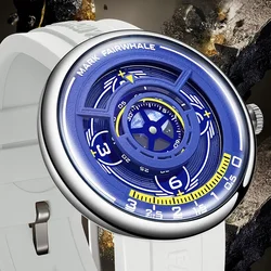 Fashion Mens Watch Brand Mark Fairwhale Unique Design Earth 3D Wristwatch Waterproof Sports Silicone Strap Quartz Clocks Men New