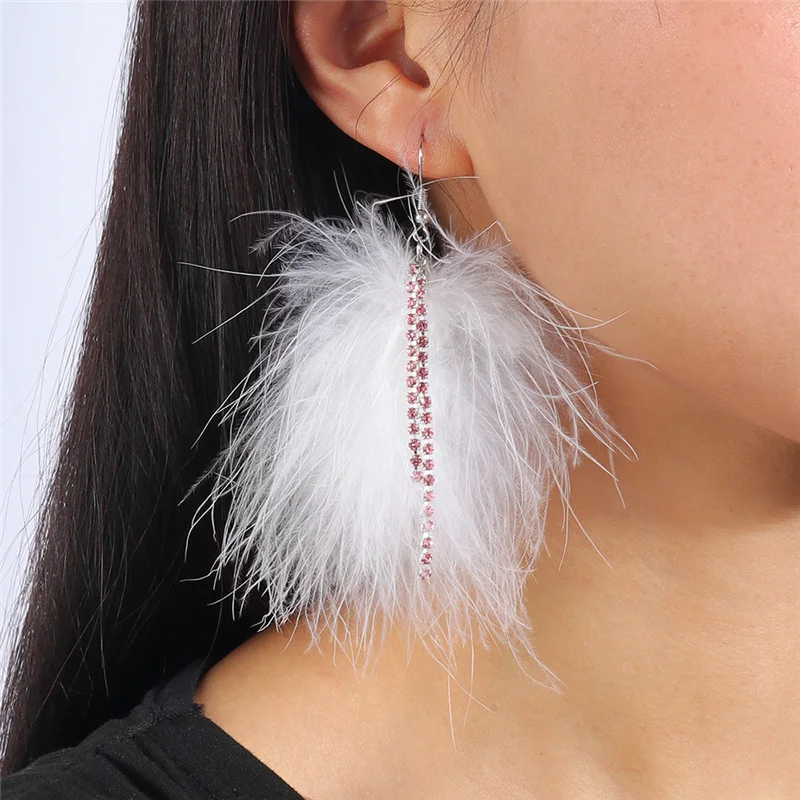 Aihua Boho lange Feder Ohrringe für Frauen schicke Huggies Zigeuner Fransen Ohrringe handgemachte Aussage Schmuck Geschenke – Detail 27
