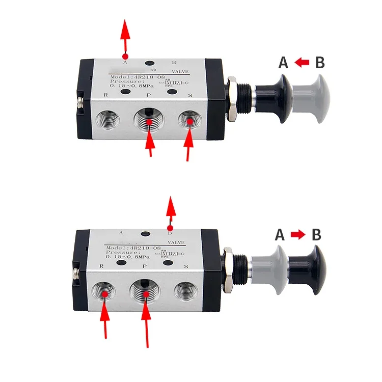 4R210-08 4R310-10 5 Port 2 Pos Hand Lever Operated Control Pneumatic Valve Manual switch valve push connector Muffler