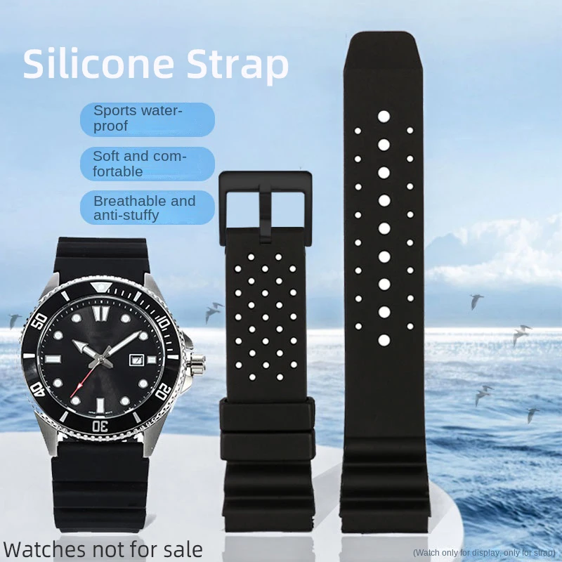 For Casio Duro Strap MDV-106 MDV107 MTP-1374 MTP1375 SEIKO NO5 Water Ghost Breathable Silicone Strap Bracelet Men 22mm Watchband