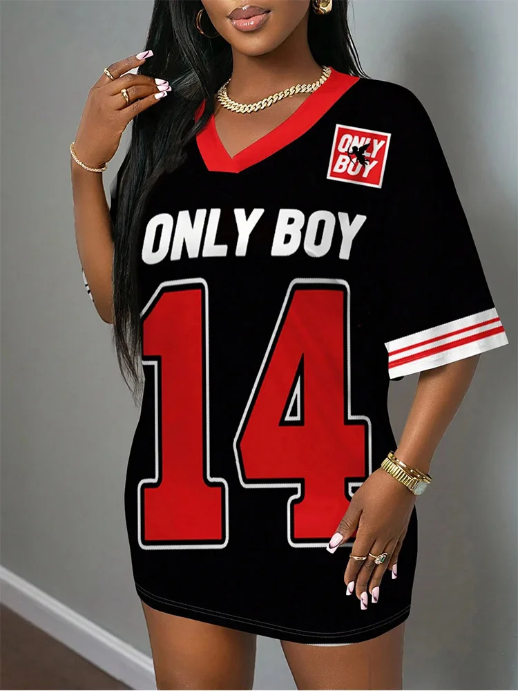 Women'S V-Neck T-Shirt 3d Printed Oversized Loose Sports Jersey Short Sleeved Fashionable Streetwear Multi-Color Versatile Top