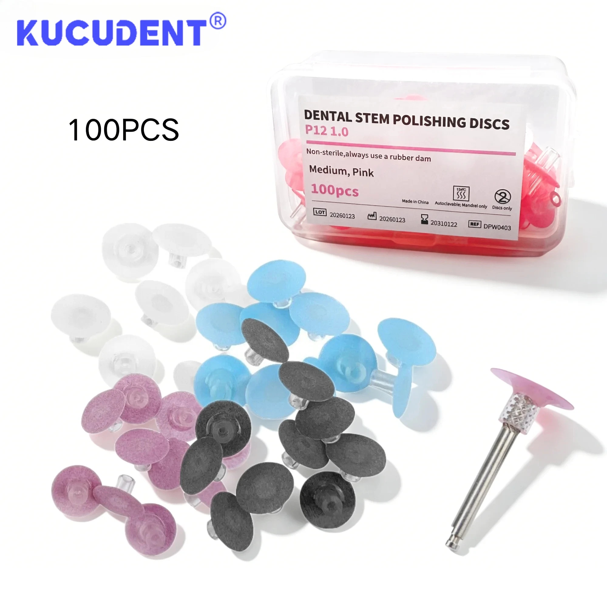 100Pcs/Box Dental Composite Finishing Polishing Disc Stem Discs Teeth Polisher Mandrel Tool Dentistry Resin Grit Polish Material