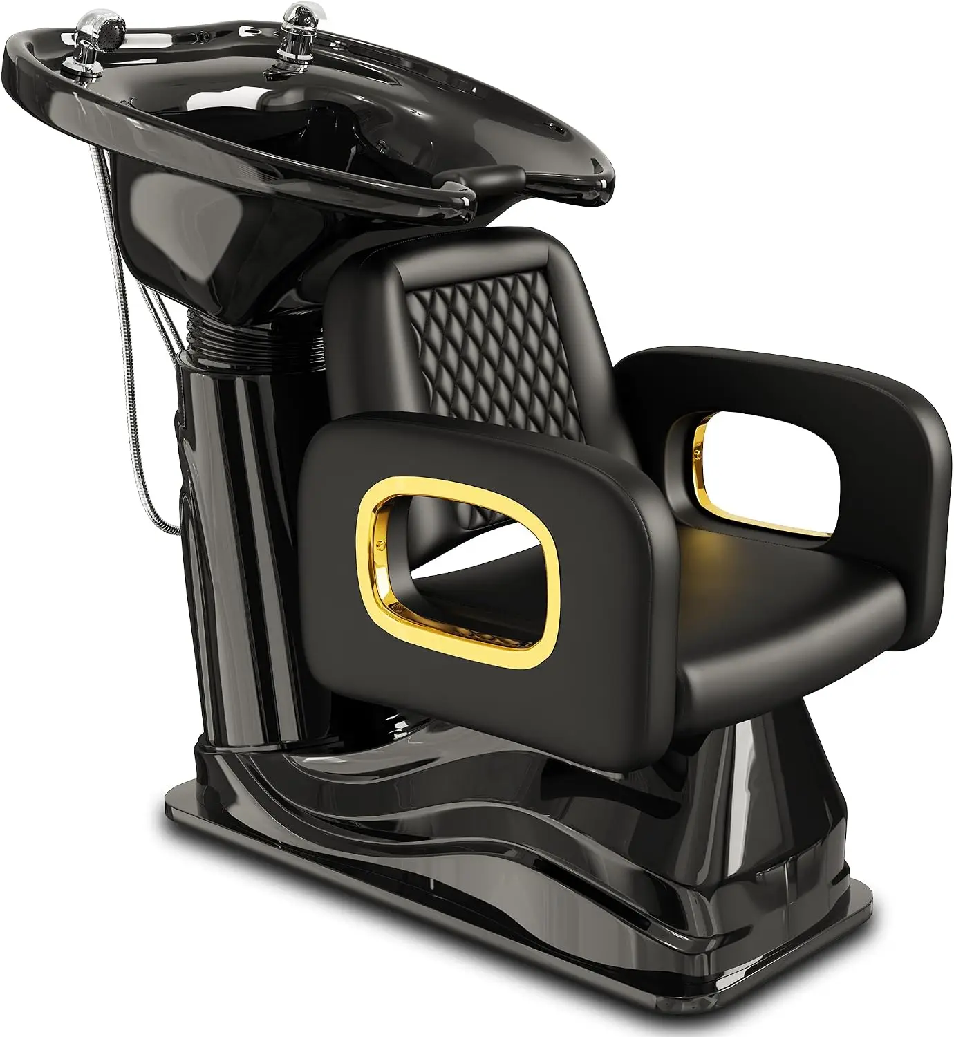 Professional Salon Barber Shampoo Chair Black Gold Shampoo Bowl Set Backwash Hair Washing Station Memory Sponges Cushion