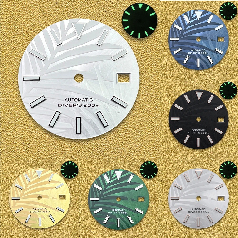 

High Quality 28.5mm NH35Dial S Dial leaf Dial Suitable For NH35 Automatic Movement Watch Green Luminous Modification Accessories