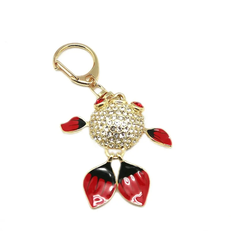 

Small gifts with annual surplus, goldfish car keychain, enamel craftsmanship, goldfish inlaid diamond bag, hanging decoration