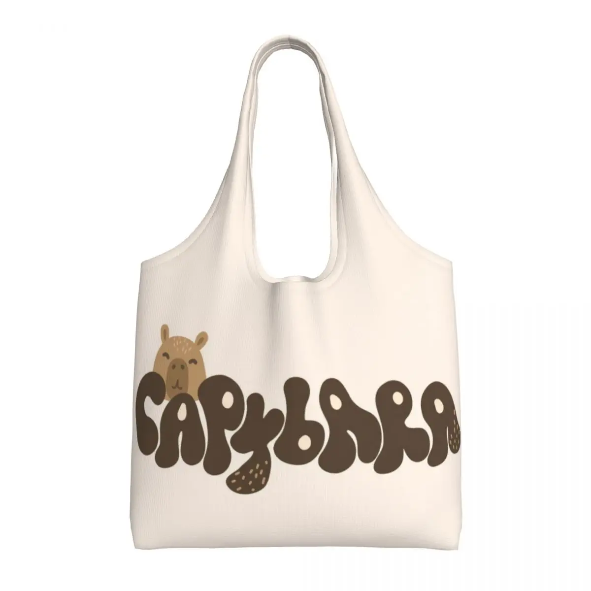 Custom Capybara Cute Popular Animals Shopping Tote Bags Reusable Groceries Canvas Shopper Shoulder Bag Photography Handbags