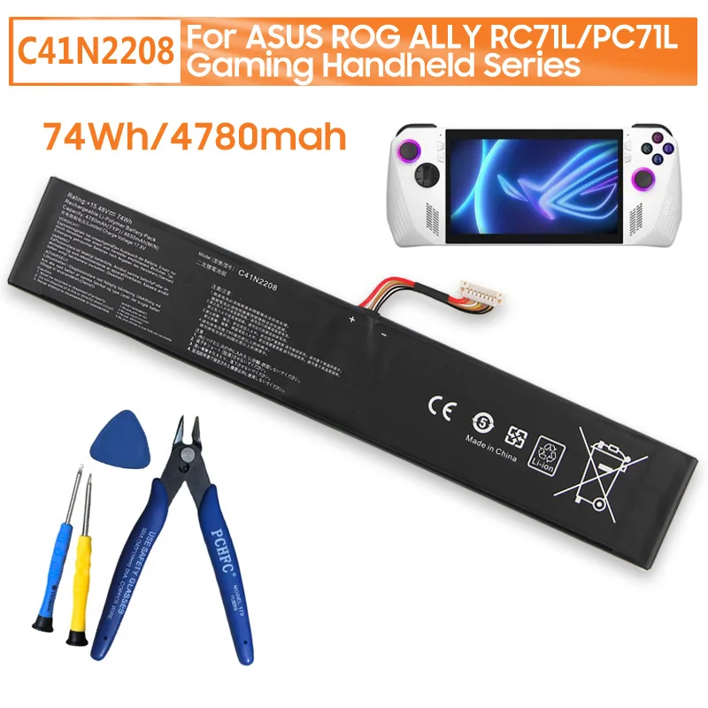 

Сменный аккумулятор C41N2208 емкостью 74 Втч/4780 мАч для игровой портативной серии ASUS ROG ALLY RC71L/PC71L с бесплатными инструментами