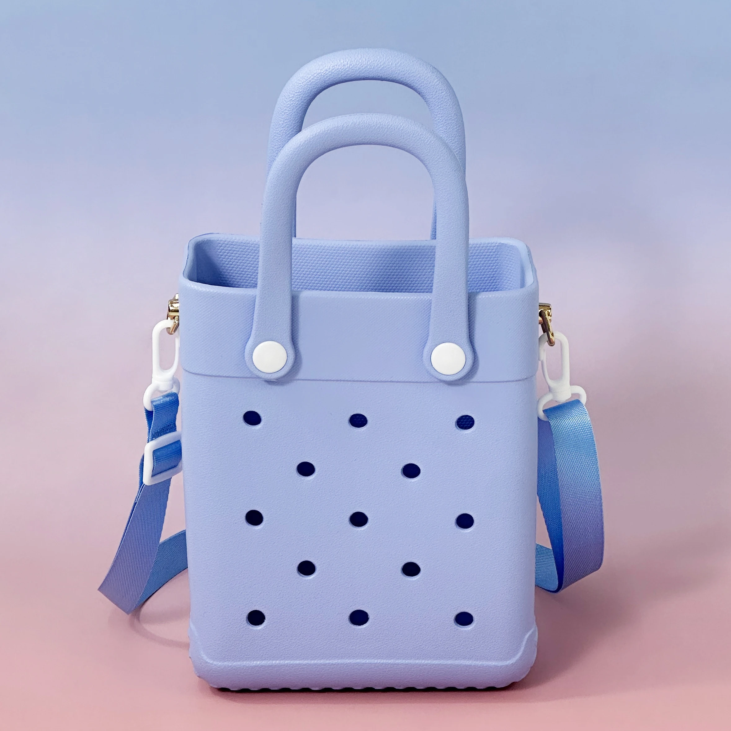 

21cmX16cmX7.5cm Women's Fashionable Hand-Held Hole-Shaped Bag for Shopping Storage, Mini Bag for Lady, EVA Beach Bag