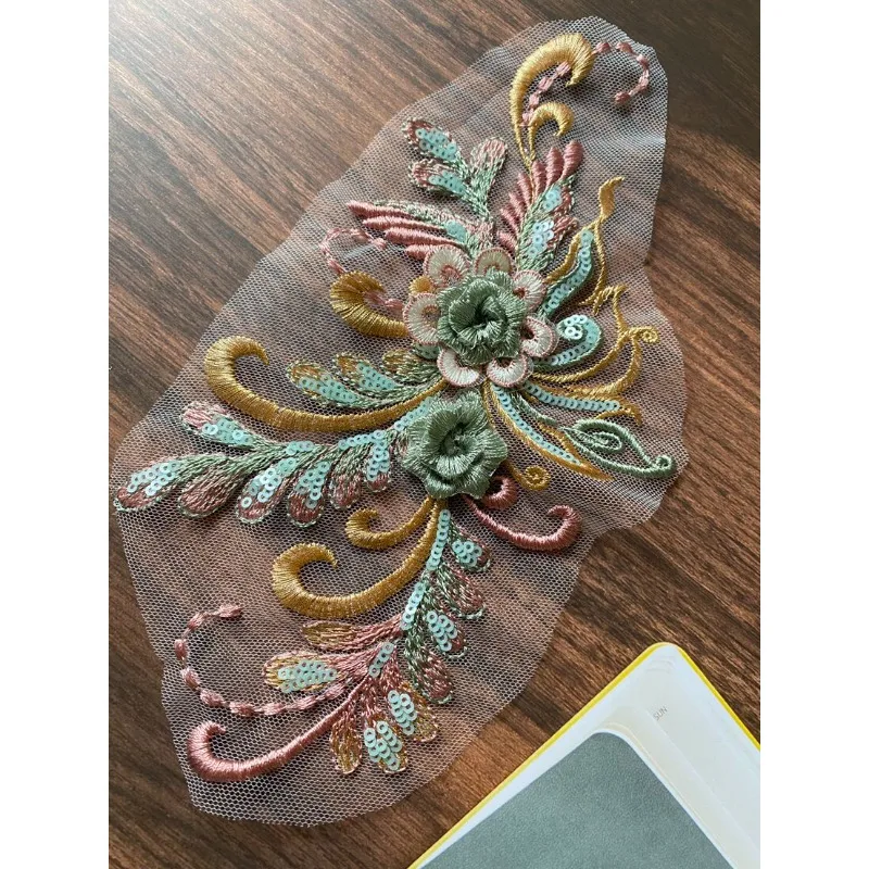 Lace Applique 3D Embroidery Patches DIY Clothing Decor Net Tulle Floral Trim Sewing Craft