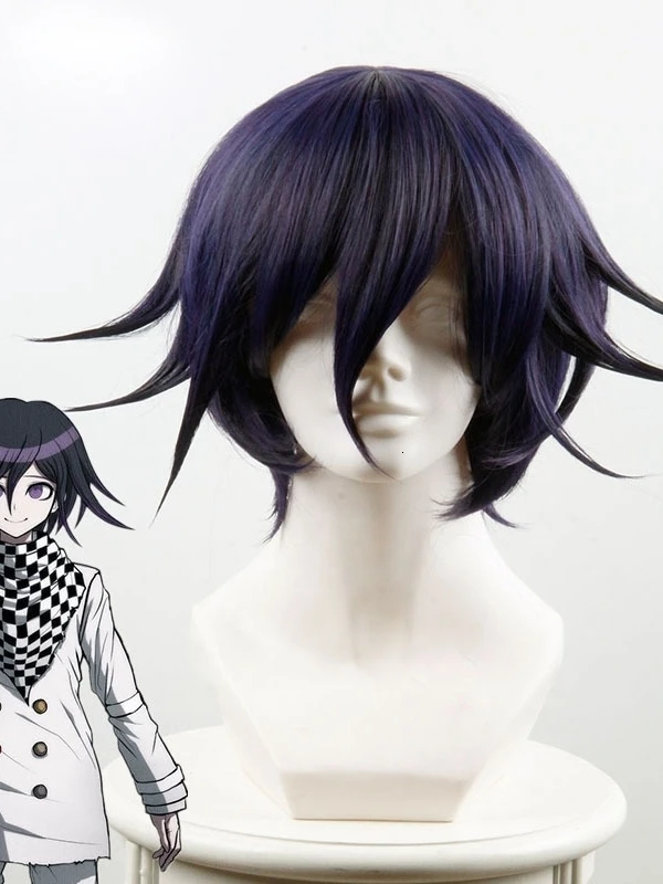 

High quality danganronpa v3: killing harmony or kokichi cosplay wig resistant to the heat wigs of synthetic hair garb + wig cap