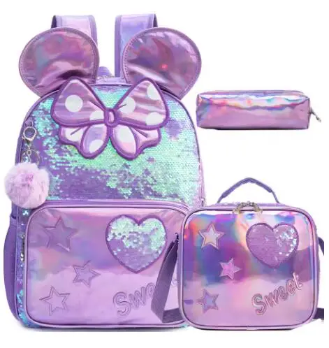 

Students Bookbag Schoolbag Preschool Bag Kidgarden Schoolbag set for girls lunch bag pen bag 3pcs /set School Backpack for girls
