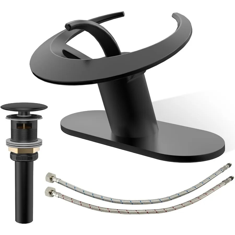 

Black Bathroom Faucet Single Handle Matte Black Single Hole Bathroom Sink Faucet Waterfall Vanity Faucet with Pop up Drain Asse