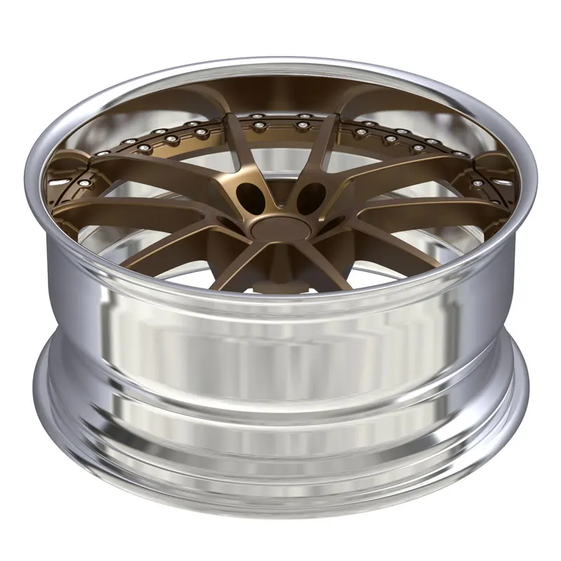 Aluminum Alloy Racing Car Wheels 20 21 22 24 26 Inch Custom Brushed Brown Forged 2 Piece Rims 5x112 Passenger Car Wheels