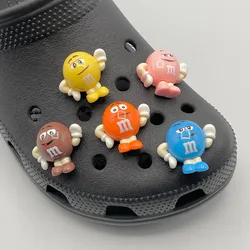 2Pcs Cute Cartoon Character Shoe Charm Pins For Sandals Child's Clogs Funny Letter M Bean Candy Decoration Accessory DIY Slipper