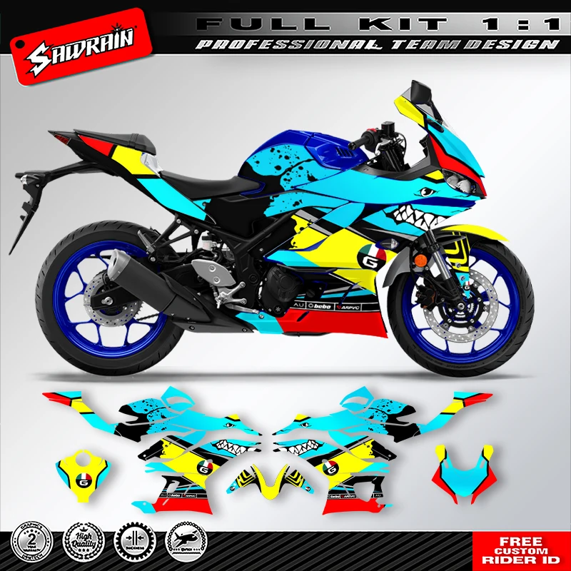 Sawrain Custom Motorcycle Backgrounds Graphcis Decal Stickers Kits for YAMAHA 2019 2020 2021 2022 2023 R3 001