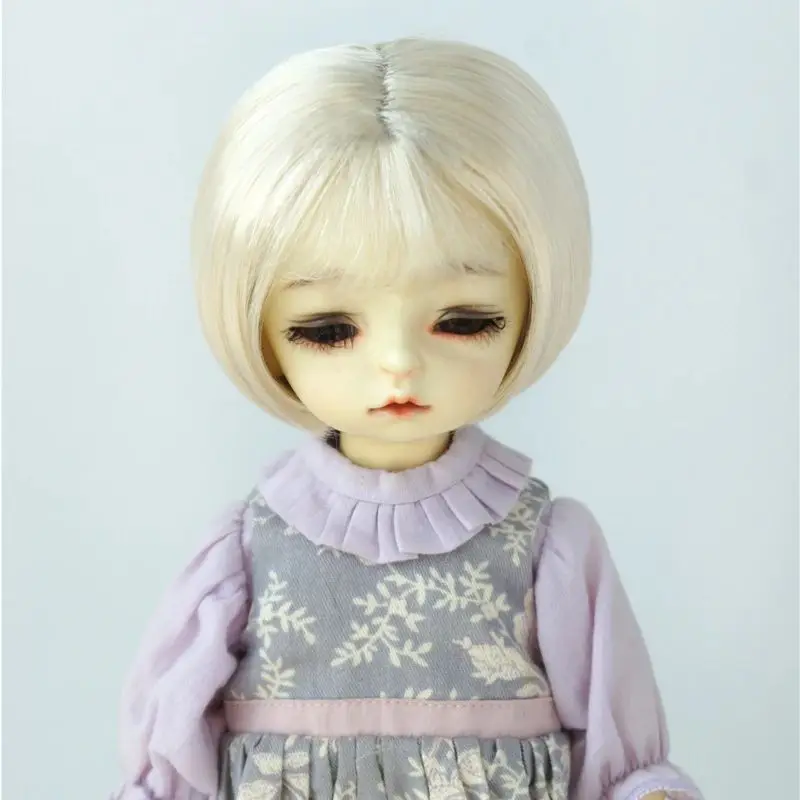 JD555 Kurze Bobo-Schnitt-Puppenperücke mit dünnem Pony für BJD-Synthetik-Mohair YOSD SD DOD, kompatibel mit 1/8 1/6 1/3 Maßstab 6–9 Zoll