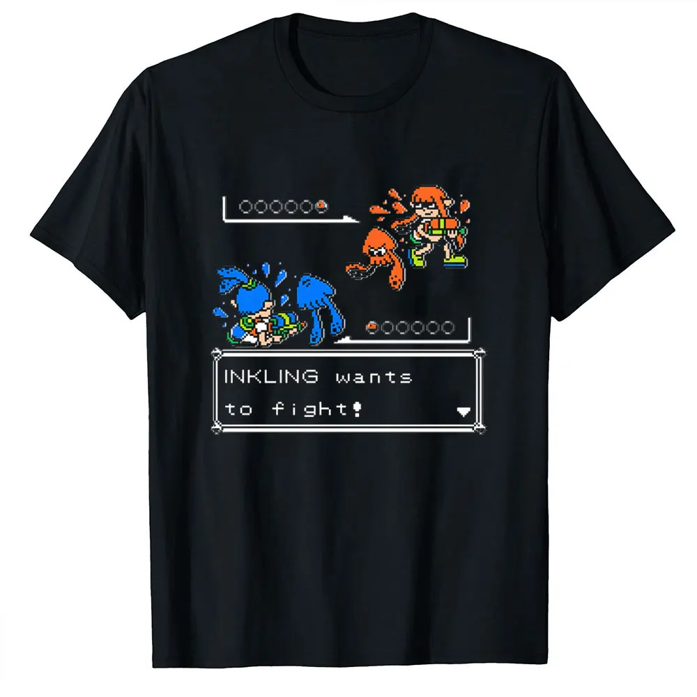 Inkling Battle 80s Vintage videogame Splatoon Anime t shirt for men Octopus Graphic Tees Y2k  Clothes Cartoon Style Tops