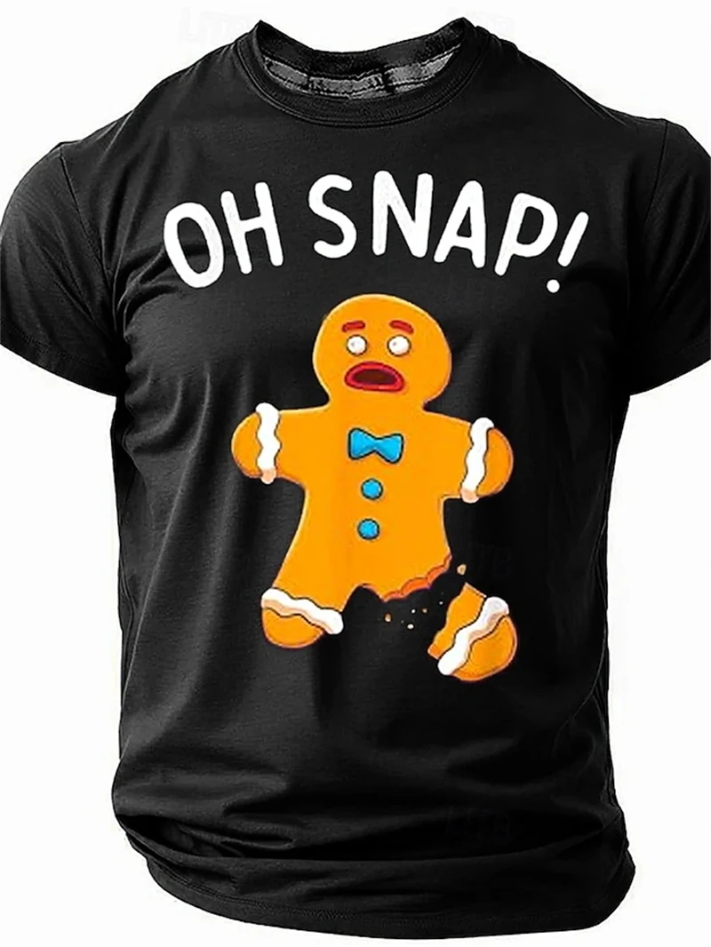 Christmas Gingerbread Men 3D Printed Men's And Women's Short Sleeved T-shirt Summer Casual New Year T-shirt Xmas Gifts For Men