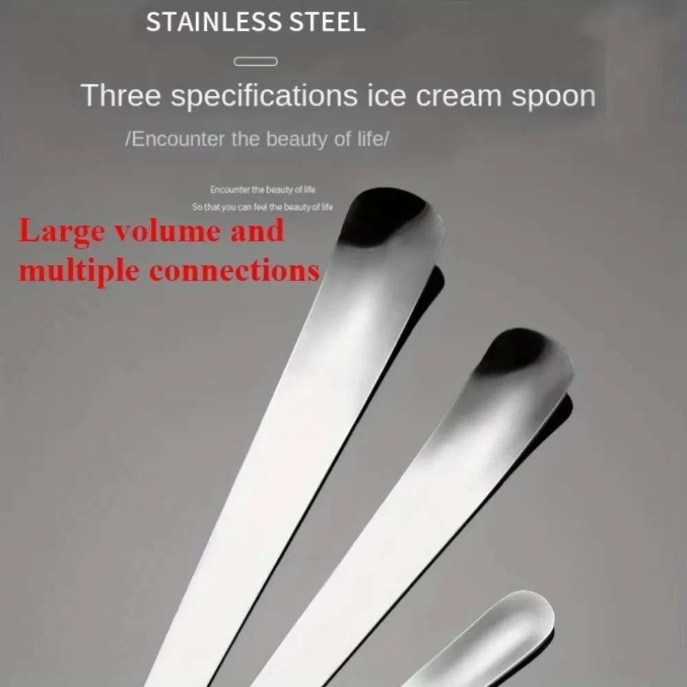 Stainless Steel Dessert Spoon Thickened Handle Multi-Functional Yogurt Spoon Mixing Seasoning Long Handle Dumpling Filling Scoop