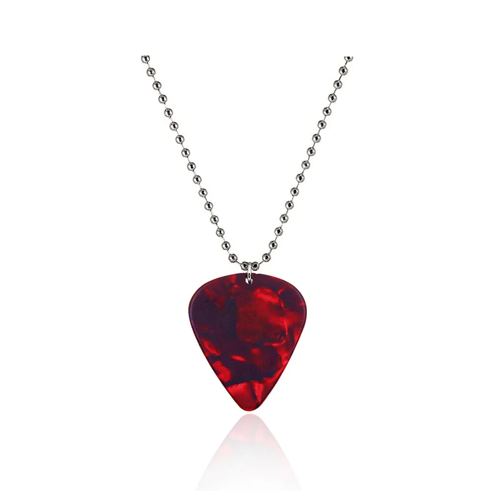 Guitar Pick Necklace Heart Ruby Pendant  Necklace Strange Horror Things Guitar Pick Pendant Necklace