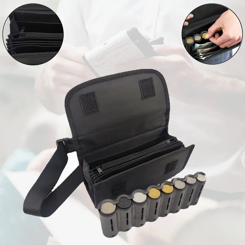 Multi Pocket Fanny Pack With 8 Slots Euro Coin Holder Waiter\'s Driver Coin Collector Dispenser Cash Receipt Waist Wallet Bag