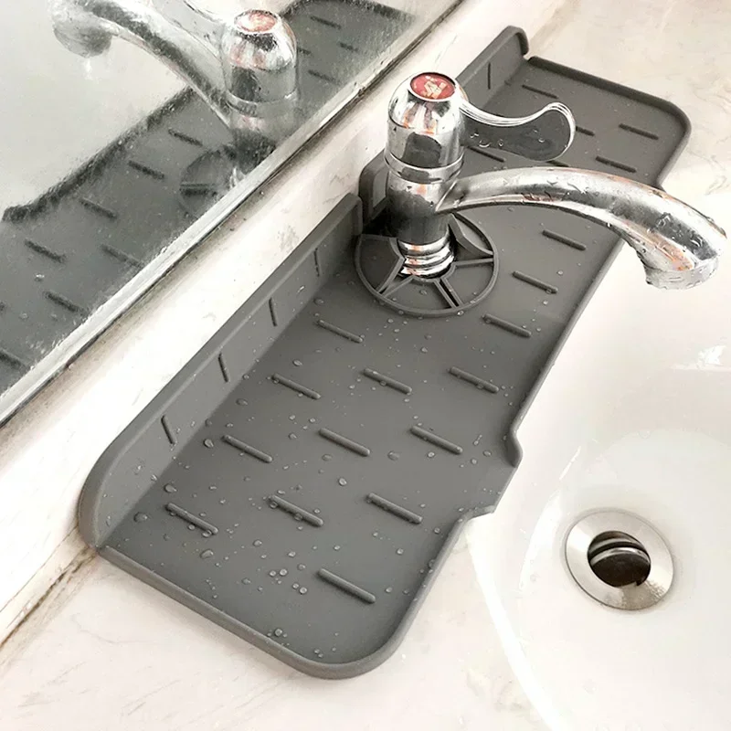 Silicone Faucet Absorbent Kitchen Mat Sink Splash Catcher Countertop Protector Mat Draining Pad for Bathroom Kitchen Gadgets