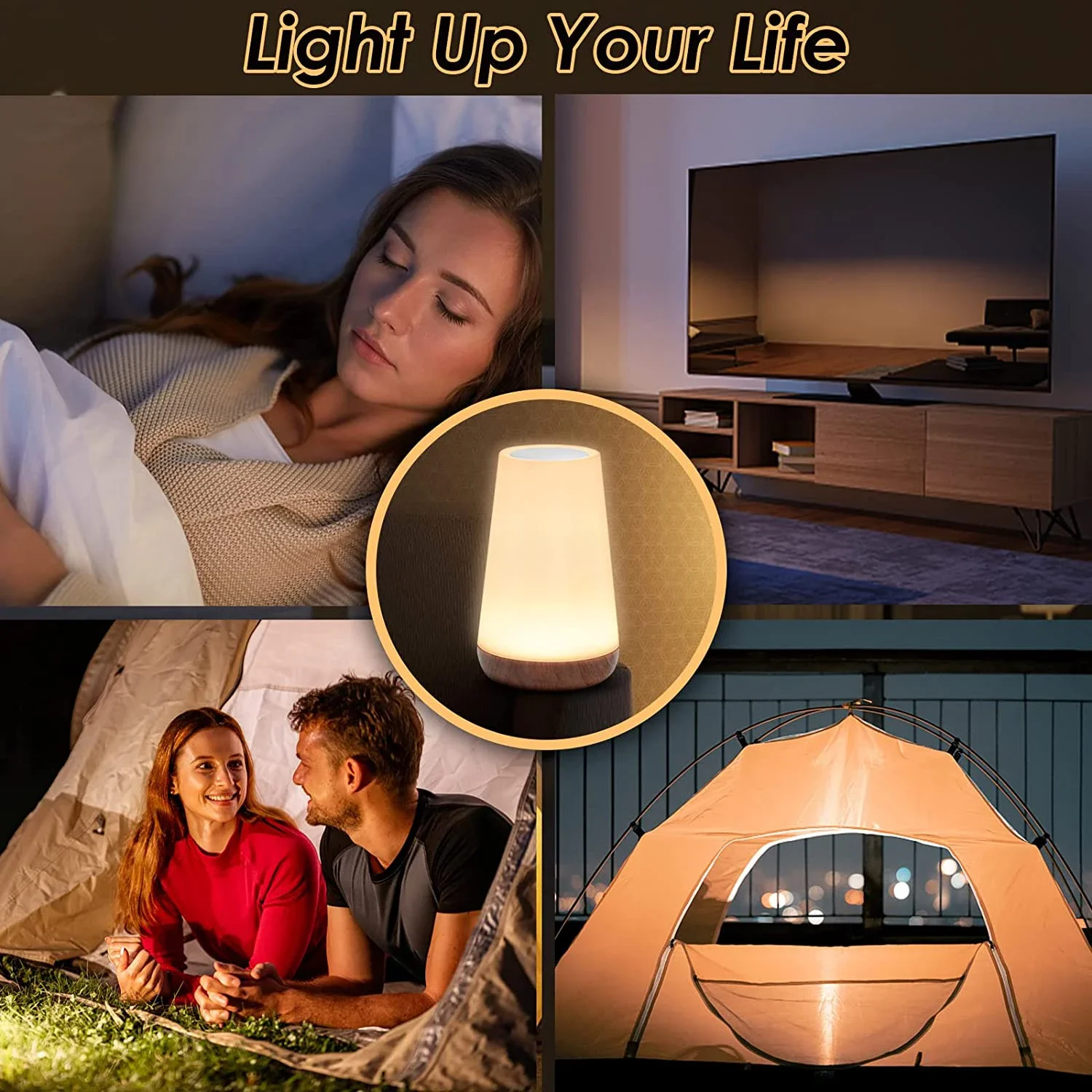 LED Rechargeable Night Light Table Lamp with 13 Colors and Touch Remote Control Dimmable RGB with Warm White Light for Bedroom