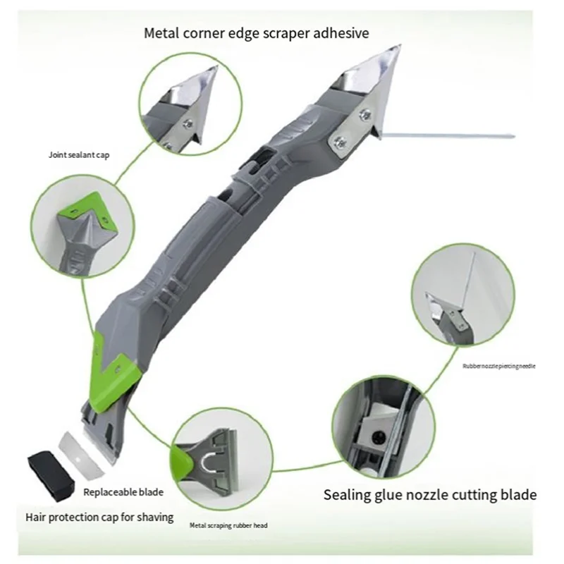 A76X-Glue Scraping And Caulking Tool Kit 5 In 1 Caulk Remover And Cleaning Tool Caulking Grout Removal Tool
